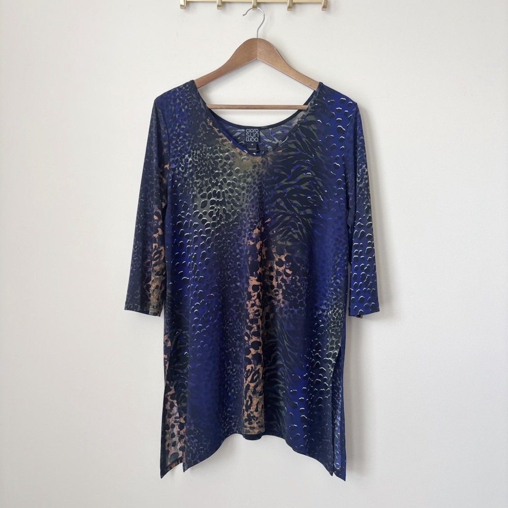 Clara Sunwoo Animal Print Asymmetrical Tunic Top Medium